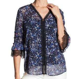 T. Tahari Bohemian Floral Blouse